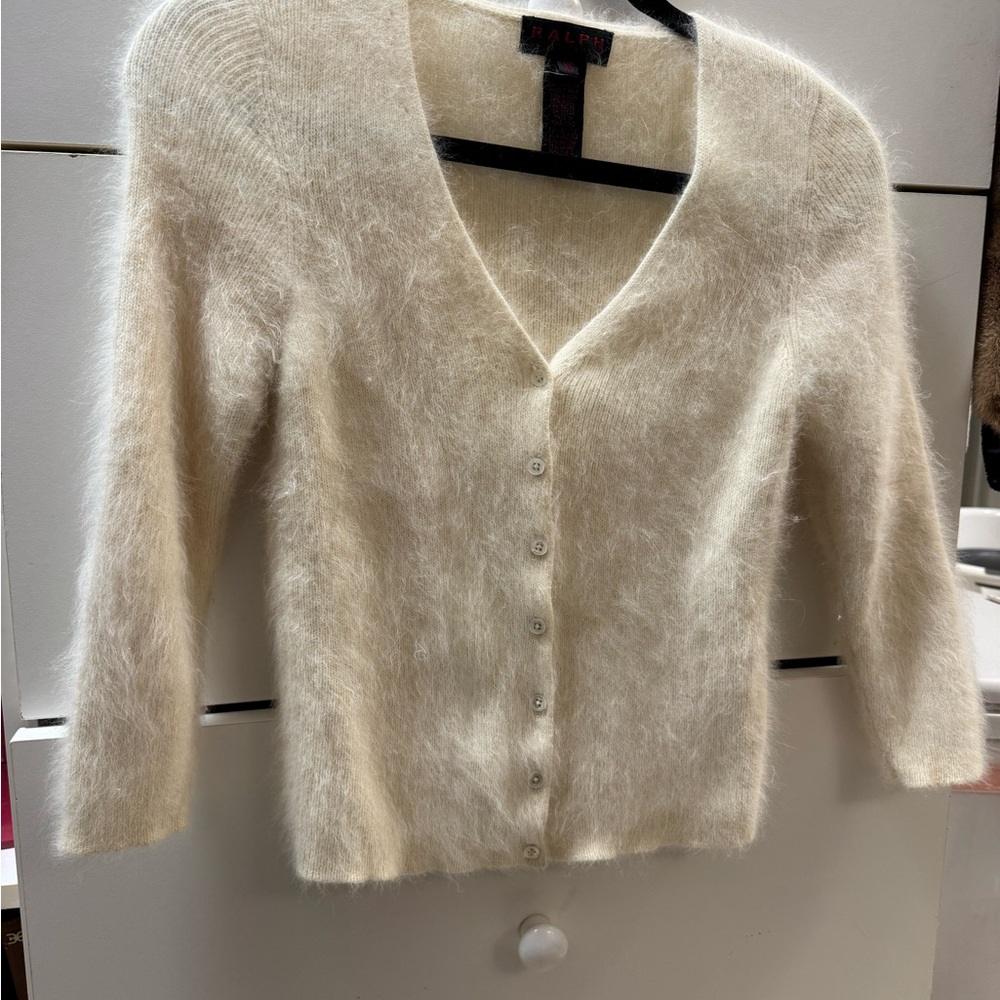 Ralph Lauren Ivory Fuzzy Cardigan